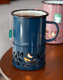 Mug chauffant Sixtea de Cookut avec base bougie, pour thé et café à 60°C, température idéale pour dégustation.