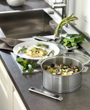 Set de 3 casseroles inox Cristel Strate avec poignée amovible inox, design brossé moderne.