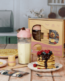 Coffret Shaker Miam Factory Cookut pour crêpes, pancakes, et gaufres, préparation facile et rapide pour des petits-déjeuners gourmands.
