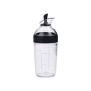 Shaker à Vinaigrette OXO transparent avec couvercle noir, idéal pour doser et mélanger sauces et vinaigrettes.