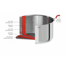 Casserole inox Casteline amovible avec étiquette de composition en inox 18/10 et aluminium, vue détaillée.